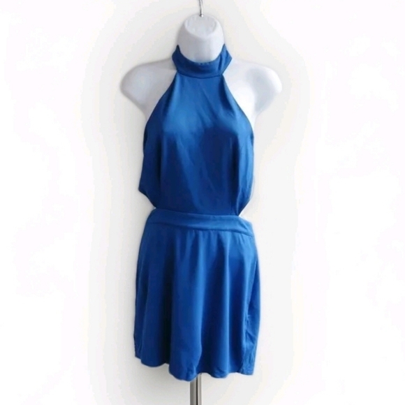 NBD Revolve Womens Small Choker Halter Cutout Racer Cobalt Blue Nite Out Dress - Picture 7 of 16